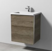 Sanipa 3way - Vanity Unit with washbasin with 2 drawers 500x582x407mm nebraska oak/nebraska oak