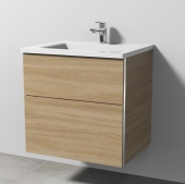Sanipa 3way - Vanity Unit with washbasin with 2 drawers 600x582x487mm impresso elm/impresso elm