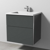Sanipa 3way - Vanity Unit with washbasin with 2 drawers 600x582x487mm anthracite matt/anthracite matt