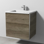 Sanipa 3way - Vanity Unit with washbasin with 2 drawers 600x582x487mm nebraska oak/nebraska oak