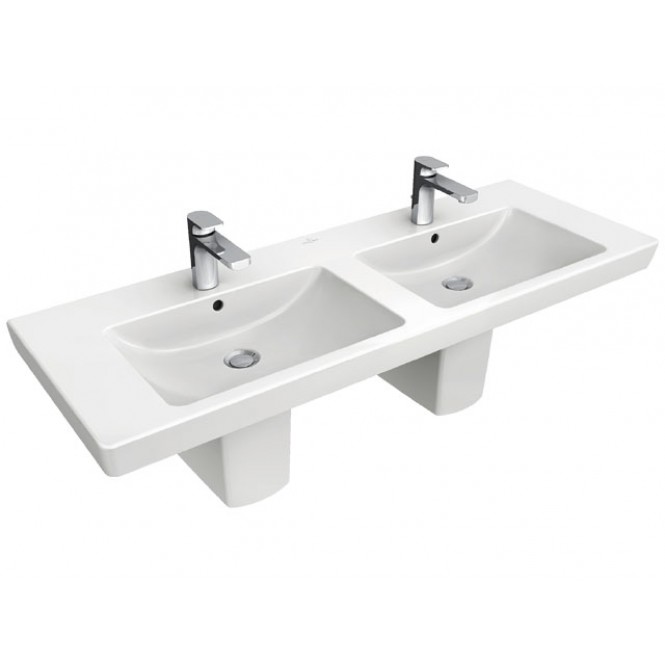 Rally Verkleuren Excentriek Villeroy & Boch Subway 2.0 Double Washbasin for Furniture with 2 tap holes  1300mm white | xTWOstore