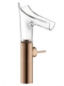 AXOR Starck V - Single Lever Basin Mixer 220 with glass spout with non-closable drain valve polished red gold