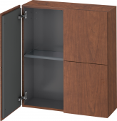 Duravit L-Cube - Semi-tall cabinet 700 x 800 x 243 mm with 2 doors & 1 glass shelf american walnut