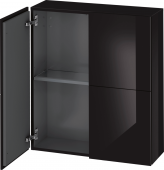 Duravit L-Cube - Semi-tall cabinet 700 x 800 x 243 mm with 2 doors & 1 glass shelf black high gloss
