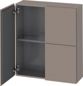 Duravit L-Cube - Semi-tall cabinet 700 x 800 x 243 mm with 2 doors & 1 glass shelf basalt matt