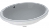 Geberit VariForm - Unterbauwaschtisch oval 560x460mm ohne Hahnloch mit Überlauf glasiert/weiß