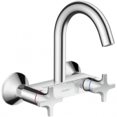 Hansgrohe Logis Classic - 2-handle kitchen mixer wall-mounted with projection 144 mm chrome