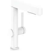 hansgrohe Finoris - Single Lever Basin Mixer with pull-out spray with Push-Open waste set white matt