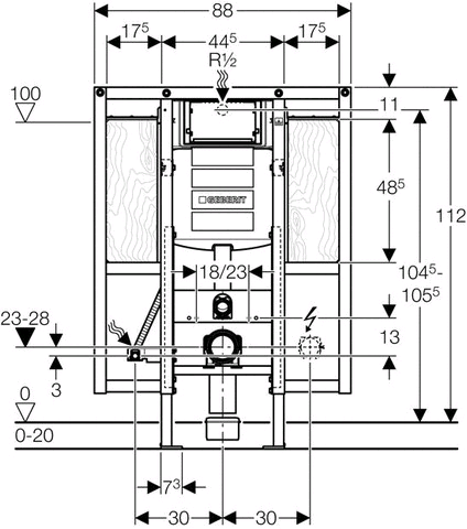 Geberit Duofix Mounting Element For Wall Hung Wc 112 Cm Barrier