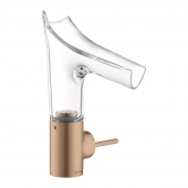 AXOR Starck V - Single Lever Basin Mixer 140 with glass spout with non-closable drain valve brushed red gold