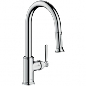 AXOR Montreux - Single lever kitchen mixer with pull-out spray stainless steel look