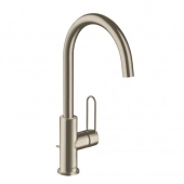 AXOR Uno - Single Lever Basin Mixer 210 with pop-up waste set brushed nickel