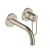 AXOR Uno - Single Lever Basin Mixer wall-mounted with projection 165 mm with non-closable drain valve brushed nickel