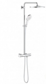 GROHE Rainshower SmartActive - Shower System Rainshower Mono Cube 310 EcoJoy with Thermostatic Mixer chrome / moon white