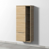 Sanipa 3way - Storage cupboard with 1 door & 1 open compartment & 1 pull out & hinges left 600x1360x345mm impresso elm/impresso elm