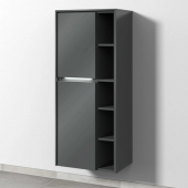 Sanipa Twiga - Storage cupboard with 2 doors & 1 open compartment & hinges left 525x1241x350mm anthracite gloss/anthracite gloss