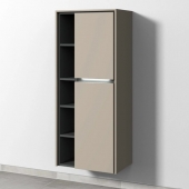 Sanipa Twiga - Storage cupboard with 2 doors & 1 open compartment & hinges right 525x1241x350mm sand grey matt/sand grey matt	
