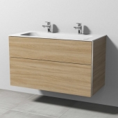 Sanipa 3way - Vanity Unit with Washbasin with 2 pull-out compartments 990x582x497mm elm impresso/elm impresso