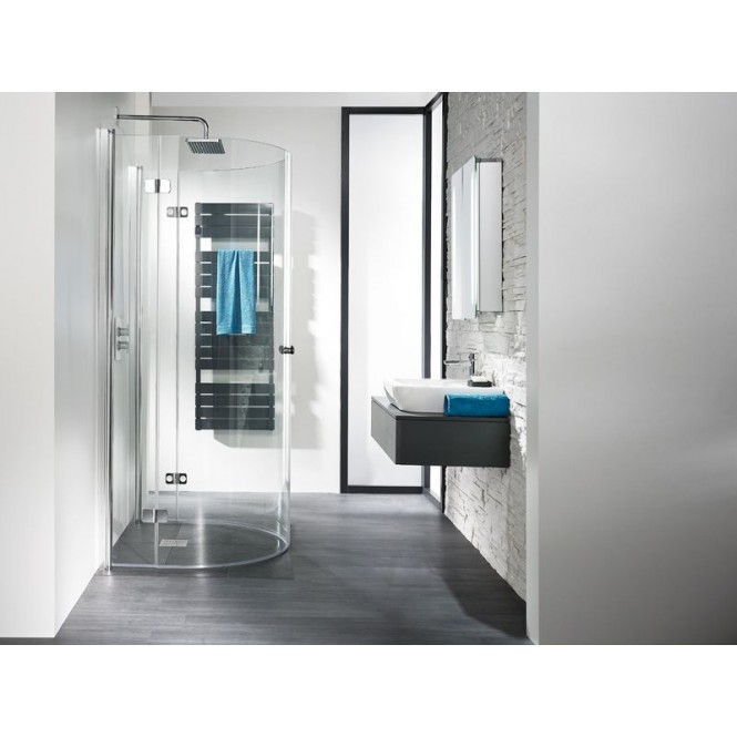HSK - Circular shower EXCLUSIVE semicircle, folding hinged door 1100/900 x 2020 mm, chrome optic 41, 50 ESG clear bright