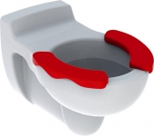 Geberit Kind - Tiefspül-WC wandhängend Abgang waagerecht weiß mit 2-teiliger Sitzfäche rot