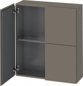Duravit L-Cube - Armoire mi-haute 700 x 800 x 243 mm avec 2 portes & 1 étagère en verre gris flanelle satiné mat