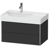 DURAVIT XSquare - Meuble sous vasque avec 2 tiroirs & 1 découpe pour lavabo à gauche 784x397x460mm graphite super matt/graphite super matt