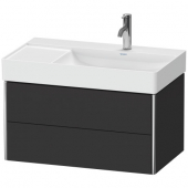 DURAVIT XSquare - Meuble sous vasque avec 2 tiroirs & 1 découpe pour lavabo à droite 784x397x460mm graphite super matt/graphite super matt