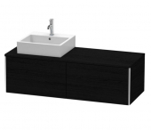 DURAVIT XSquare - Meuble sous lavabo pour plan de toilette avec 2 tiroirs & 1 découpe pour lavabo à gauche 1400x400x548mm chêne noir/chêne noir