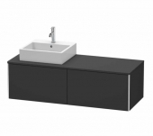 DURAVIT XSquare - Meuble sous lavabo pour plan de toilette avec 2 tiroirs & 1 découpe pour lavabo à gauche 1400x400x548mm graphite super matt/graphite super matt