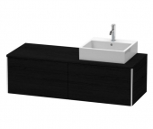 DURAVIT XSquare - Meuble sous lavabo pour plan de toilette avec 2 tiroirs & 1 découpe pour lavabo à droite 1400x400x548mm chêne noir/chêne noir