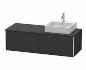 DURAVIT XSquare - Meuble sous lavabo pour plan de toilette avec 2 tiroirs & 1 découpe pour lavabo à droite 1400x400x548mm graphite super matt/graphite super matt