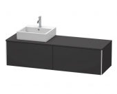 DURAVIT XSquare - Meuble sous lavabo pour plan de toilette avec 2 tiroirs & 1 découpe pour lavabo à gauche 1600x400x548mm graphite super matt/graphite super matt