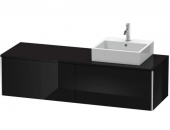 DURAVIT XSquare - Meuble sous lavabo pour plan de toilette avec 2 tiroirs & 1 découpe pour lavabo à droite 1600x400x548mm chêne noir/chêne noir