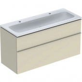 Geberit iCon - Meuble sous vasque with 2 pull-out compartments 1200x630x480mm sand grey high gloss/sand grey high gloss