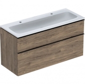 Geberit iCon - Meuble sous vasque with 2 pull-out compartments 1200x630x480mm walnut hickory/walnut hickory