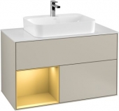 Villeroy & Boch Finion - LED-Waschtischunterschrank 1000x603x501mm sand matt/gold matt 