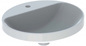 Geberit VariForm - Einbauwaschtisch oval mit Hahnlochbank 500x450mm ohne Überlauf weiß KeraTect