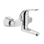 GROHE Euroeco Special - Single Lever Basin Mixer wall-mounted with projection 214 mm without waste set chrome