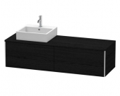 DURAVIT XSquare - Meuble sous lavabo pour plan de toilette avec 2 tiroirs & 1 découpe pour lavabo à gauche 1600x400x548mm chêne noir/chêne noir
