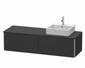DURAVIT XSquare - Meuble sous lavabo pour plan de toilette avec 2 tiroirs & 1 découpe pour lavabo à droite 1600x400x548mm graphite super matt/graphite super matt