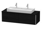 DURAVIT XSquare - Meuble sous lavabo pour plan de toilette avec 2 tiroirs & 1 découpe pour lavabo au centre 1400x400x548mm chêne noir/chêne noir