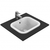 Ideal Standard Connect - Vasque à encastrer par le dessus pour meuble 420x350mm sans trous de robinetterie avec trop-plein blanc avec IdealPlus