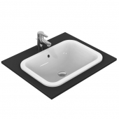 Ideal Standard Connect - Vasque à encastrer par le dessus pour meuble 580x410mm sans trous de robinetterie avec trop-plein blanc avec IdealPlus