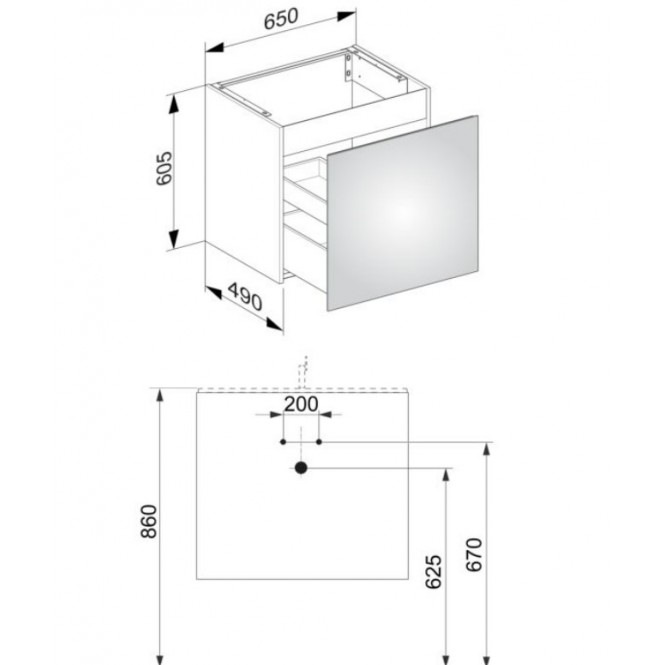 Keuco X-Line - Waschtischunterschrank 1 Front-Auszug weiß/Glas weiß 650x605x490mm