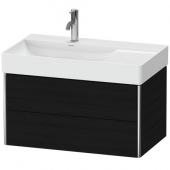 DURAVIT XSquare - Waschtischunterschrank mit 2 Auszügen & 1 Becken-Ausschnitt links 784x397x460mm eiche schwarz/eiche schwarz