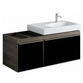 Geberit Citterio - Waschtischunterschrank mit 2 Auszügen & 1 Becken-Ausschnitt rechts 1334x554x504mm schwarz/grey / brown