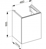Keuco X-Line - Waschtischunterschrank 1-türig Anschlag rechts cashmere/Glas cashmere 460x605x380mm