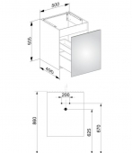 Keuco X-Line - Waschtischunterschrank 1 Front-Auszug trüffel/Glas trüffel 500x605x490mm