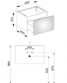 Keuco X-Line - Waschtischunterschrank 1 Front-Auszug cashmere/Glas cashmere 650x400x490mm