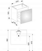 Keuco X-Line - Waschtischunterschrank 1 Front-Auszug cashmere/Glas cashmere 650x605x490mm